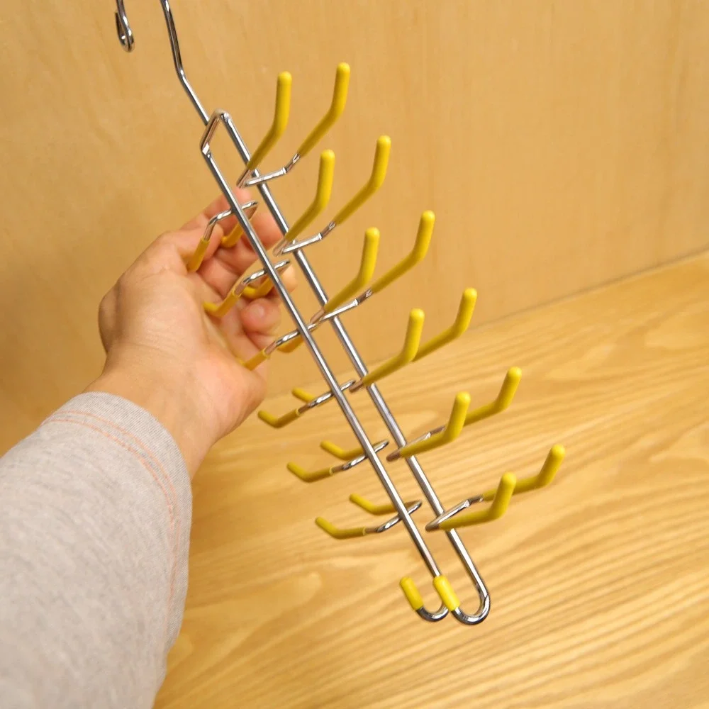 Metal Tie Belt Rack Hanger Closet Organizer 20 Hooks Non-Slip Yellow Chrome